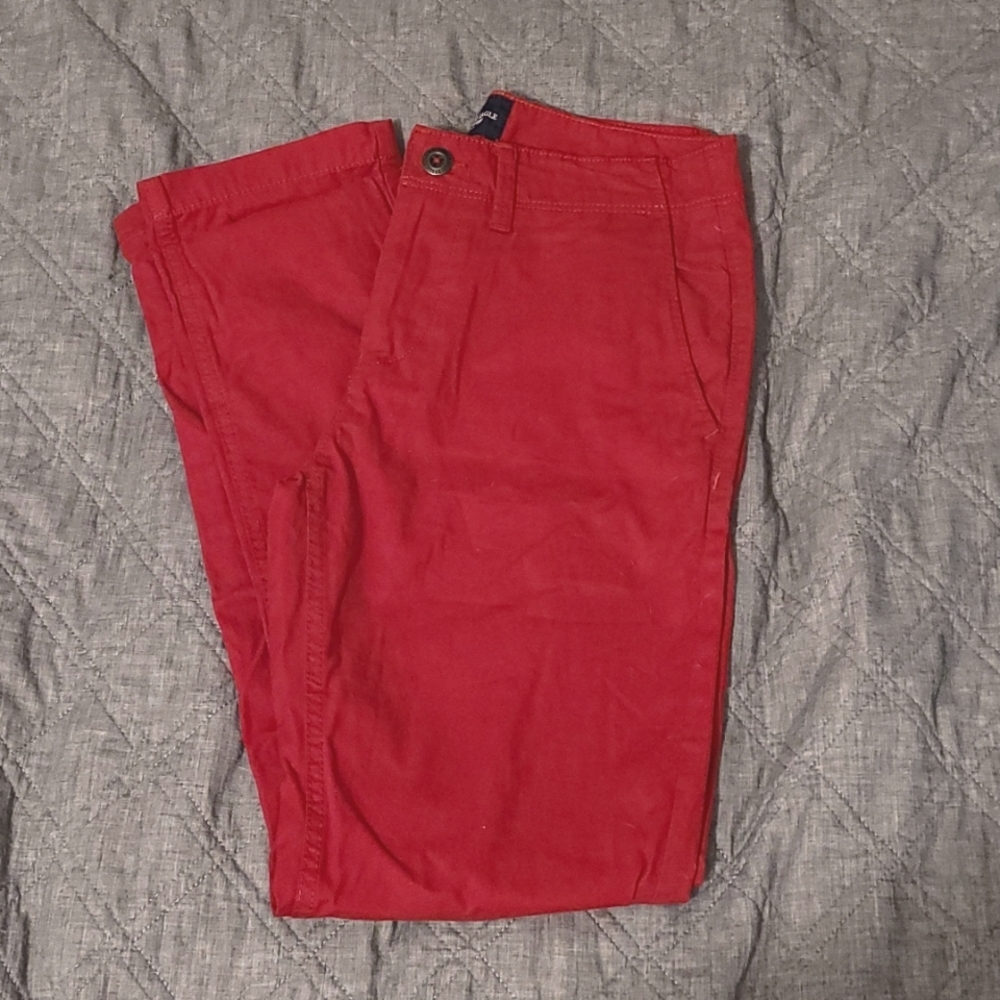 Mens red slim straight leg jeans